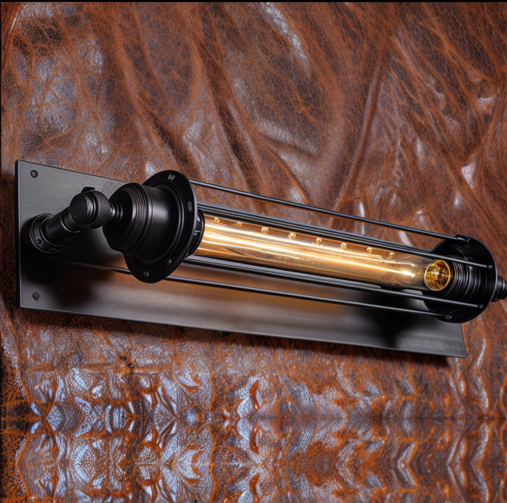 Industriële wandlamp met langwerpige glazen kap