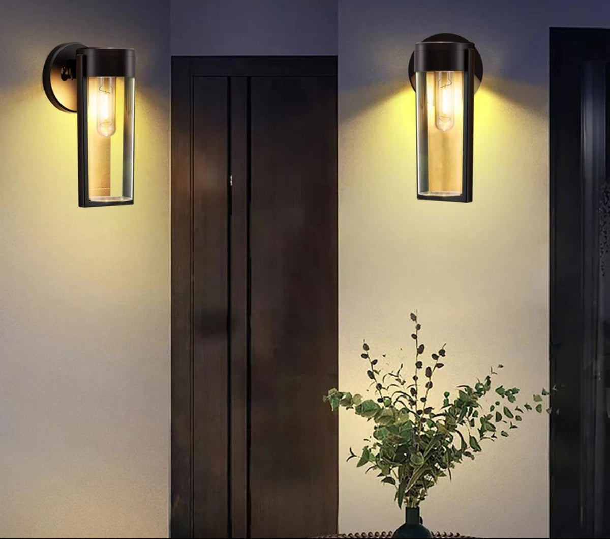 Zewnętrzna solarna lampa ścienna z widocznym światłem LED