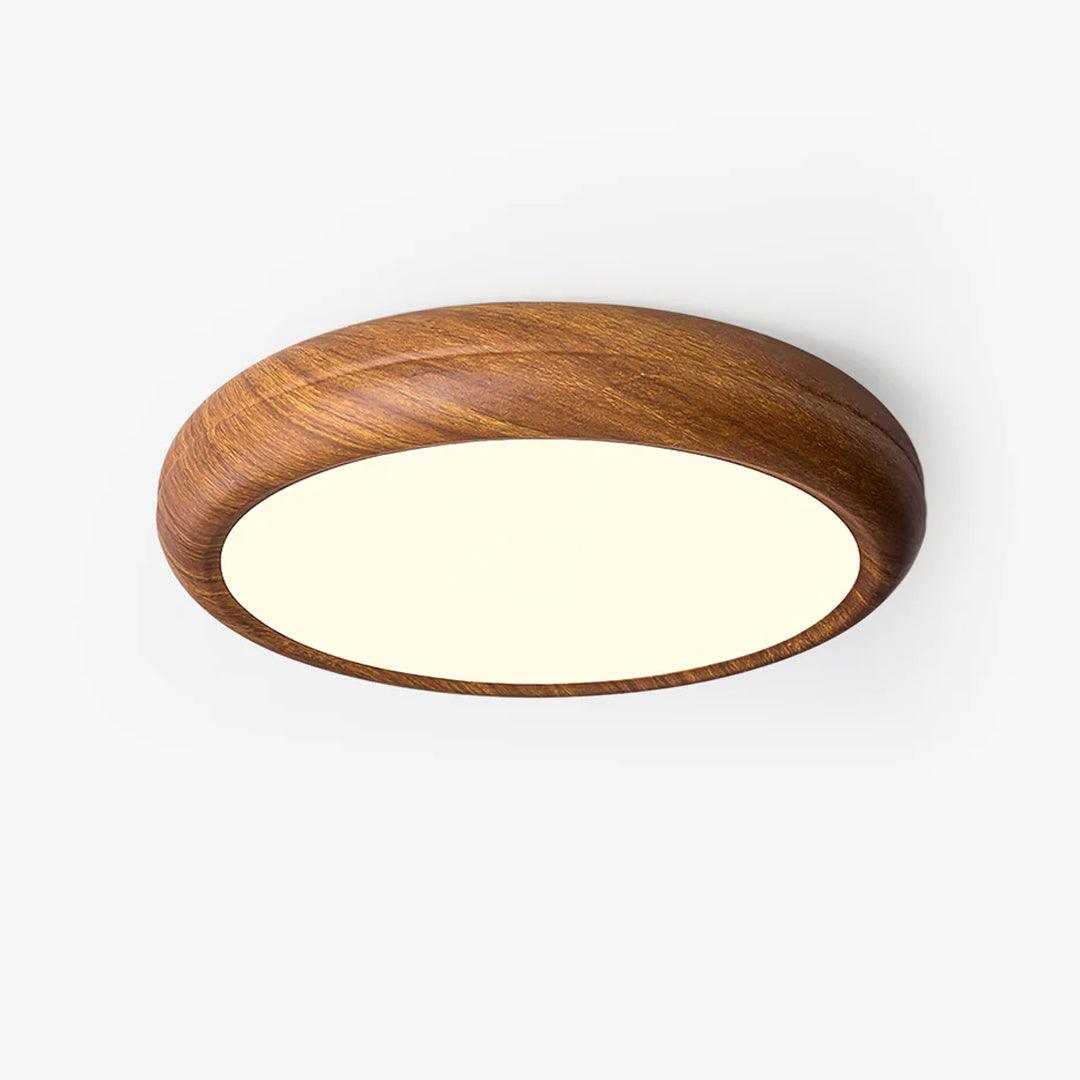 Lampa sufitowa okrągła z efektem słojów drewna