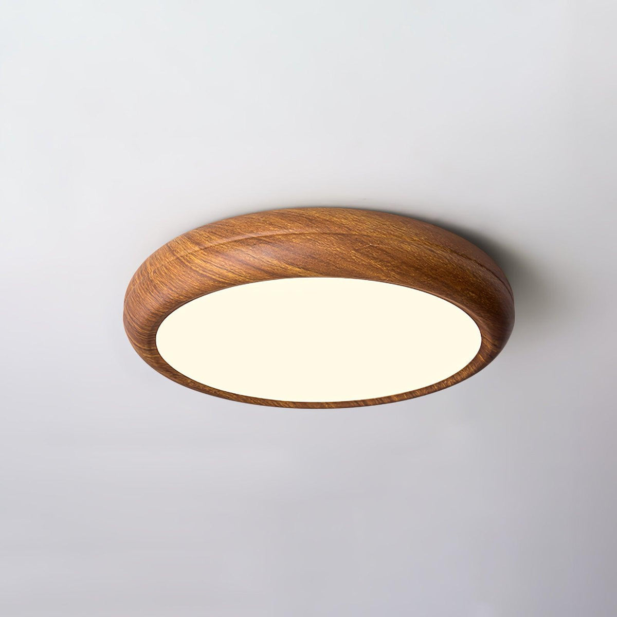 Lampa sufitowa okrągła z efektem słojów drewna