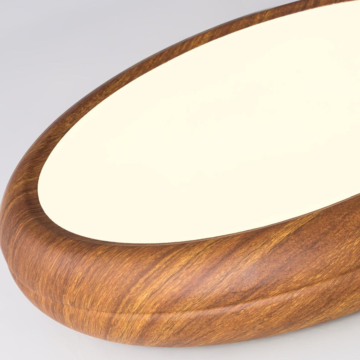 Lampa sufitowa okrągła z efektem słojów drewna