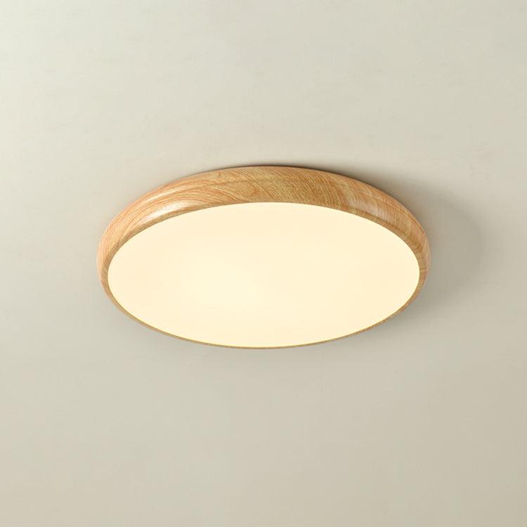 Lampa sufitowa okrągła z efektem słojów drewna