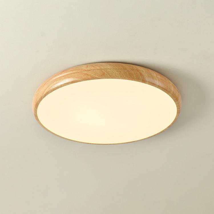 Lampa sufitowa okrągła z efektem słojów drewna