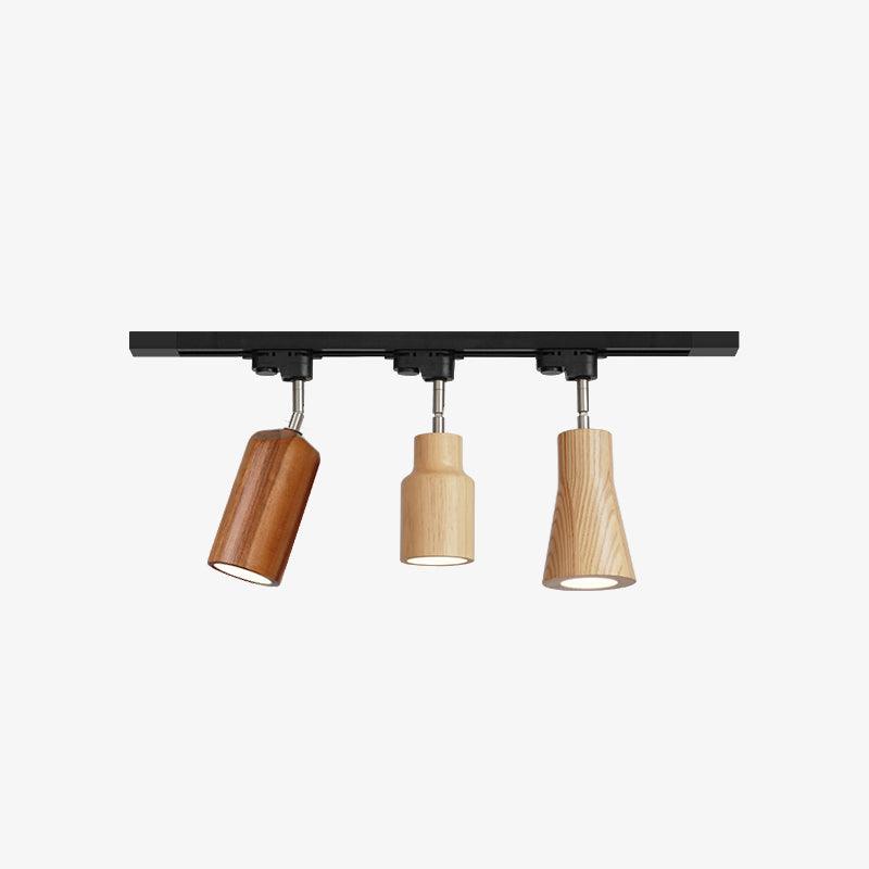 Grote plafondlamp voor de woonkamer met houten spots