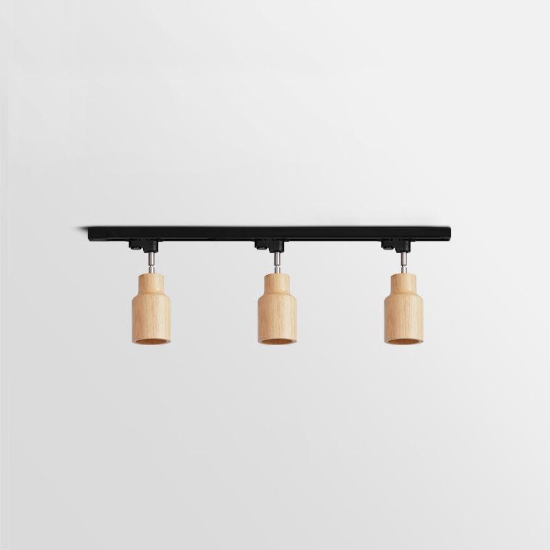 Grote plafondlamp voor de woonkamer met houten spots
