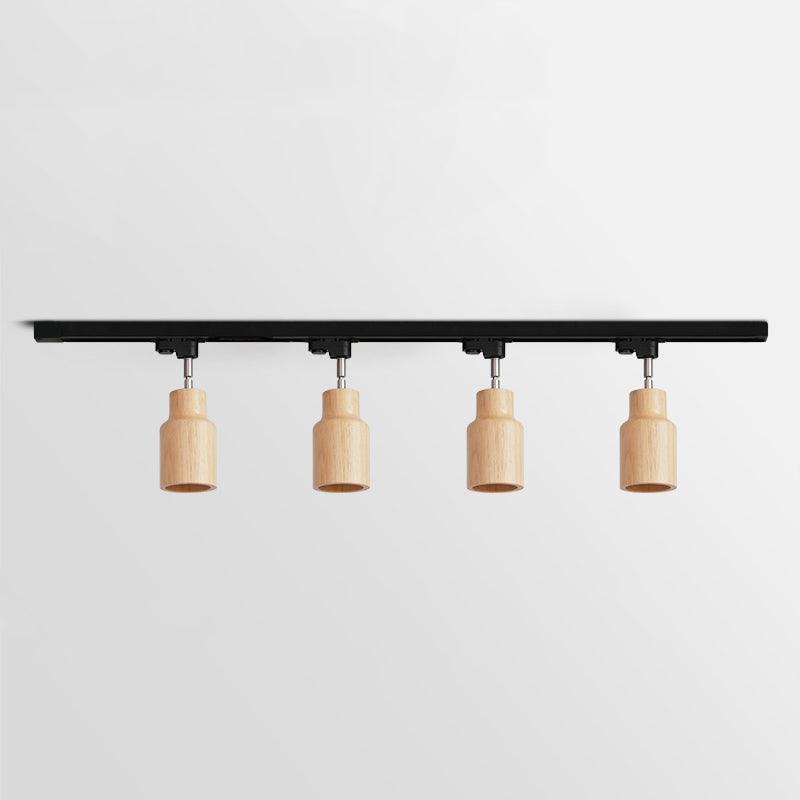 Grote plafondlamp voor de woonkamer met houten spots
