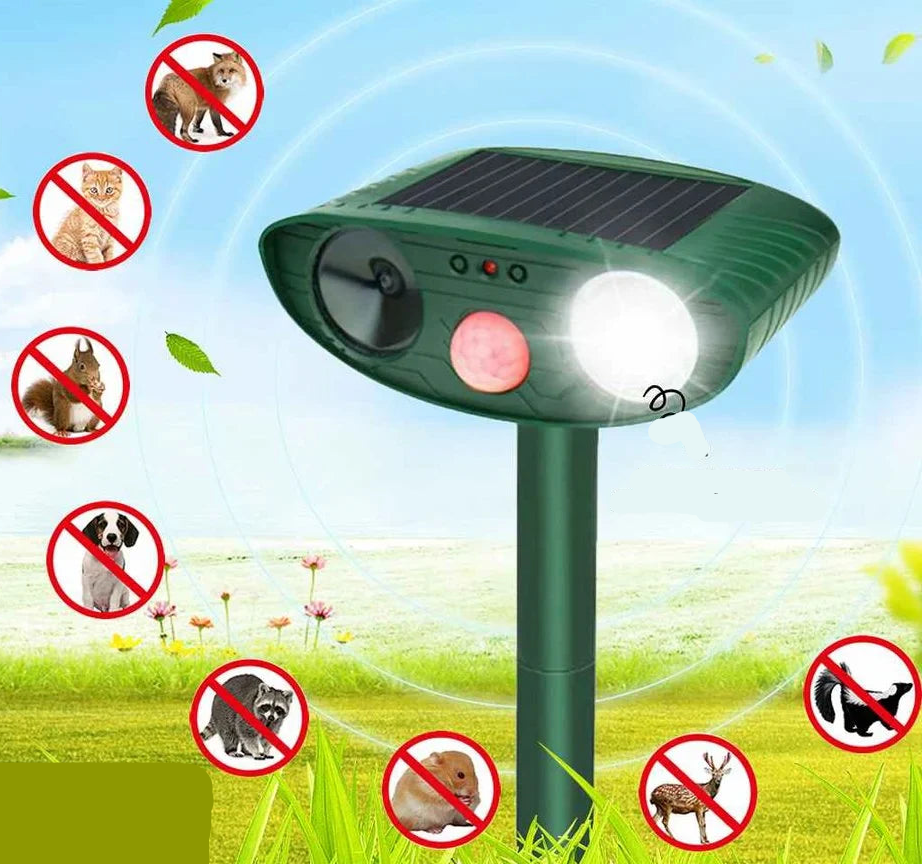 Solarny odstraszacz zwierząt ultradźwiękowy z czujnikiem ruchu