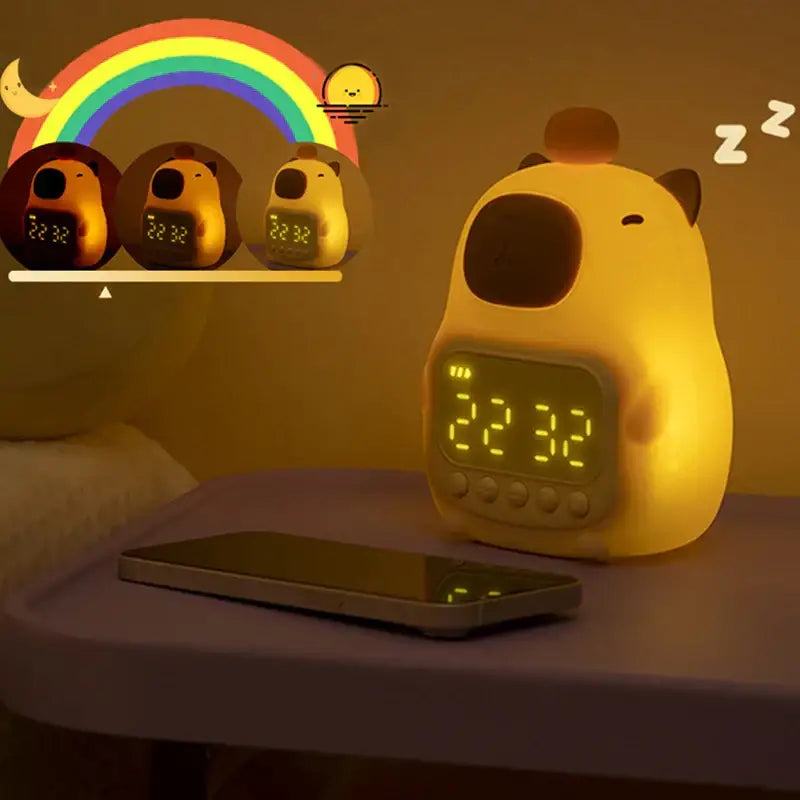Zegar budzik kapibara z wyświetlaczem LED
