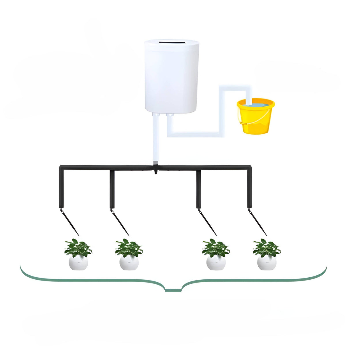 Plant watering set with automatic pump and tubes