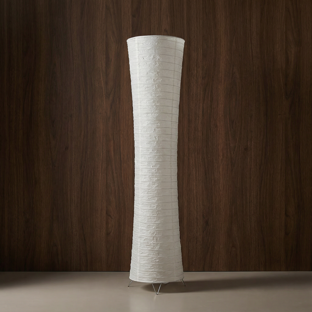 Lampa podłogowa LED Wabi Sabi z falistym papierowym kloszem