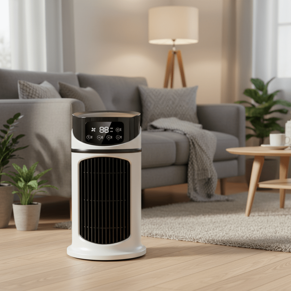 Przenośny klimatyzator ewaporacyjny z wentylatorem i nawilżaczem – zasilanie USB
