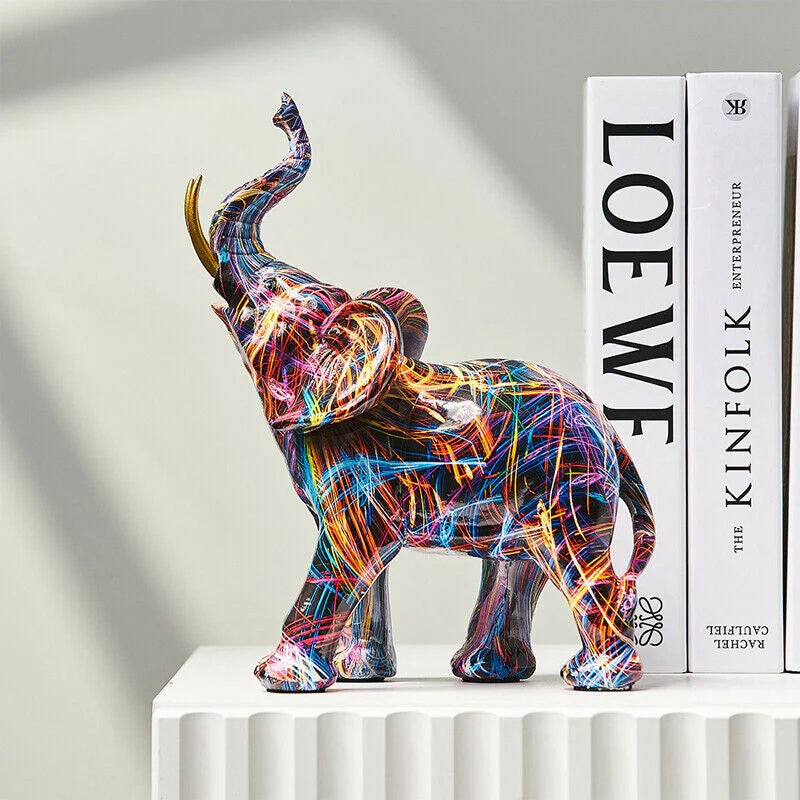 Colorful elephant figurine modern resin sculpture decoration