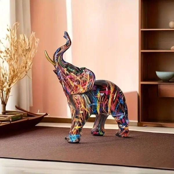 Colorful elephant figurine modern resin sculpture decoration