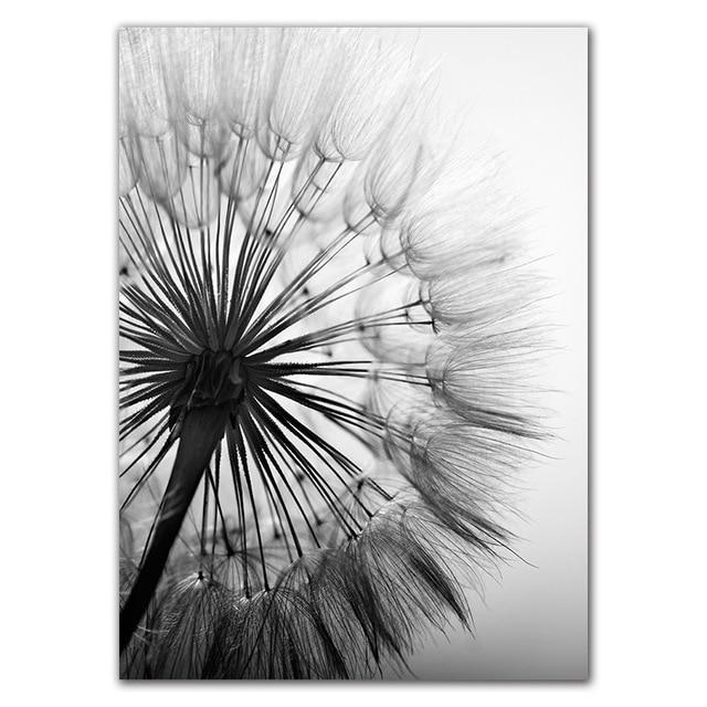 Moderne wanddecoratie met een paardenbloemmotief