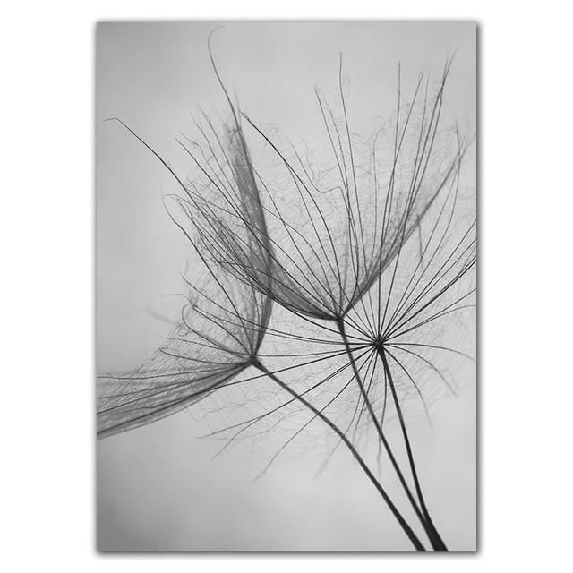 Moderne wanddecoratie met een paardenbloemmotief