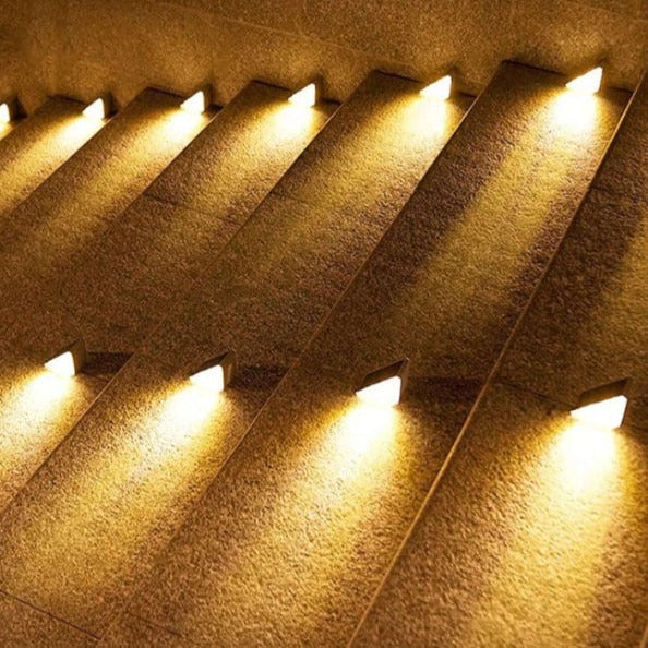 Solar-powered outdoor LED stair lighting