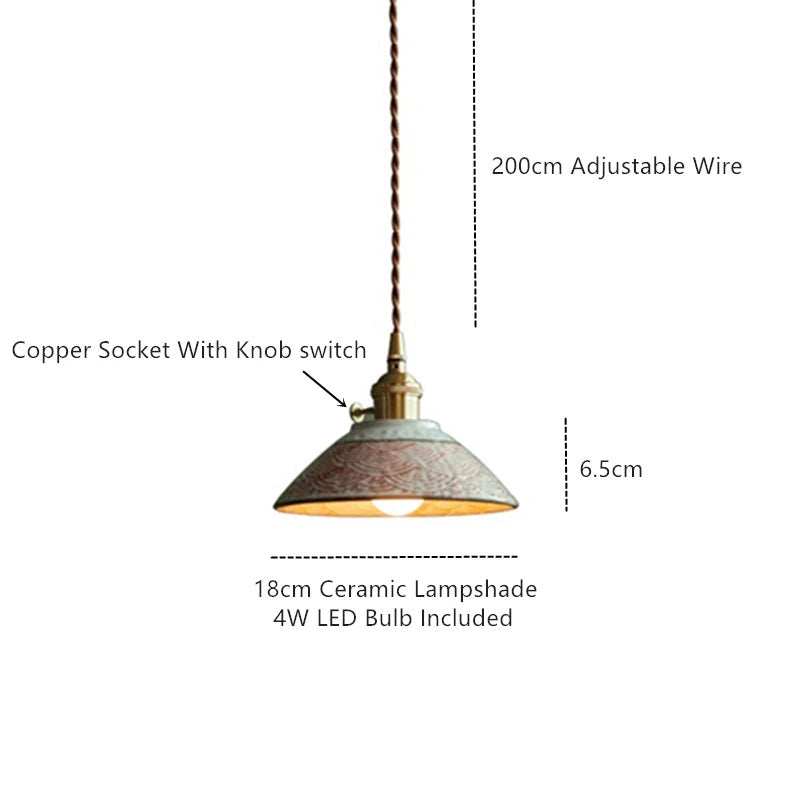 Ręcznie Malowana Ceramiczna Lampa Wisząca Dekoracyjna 10