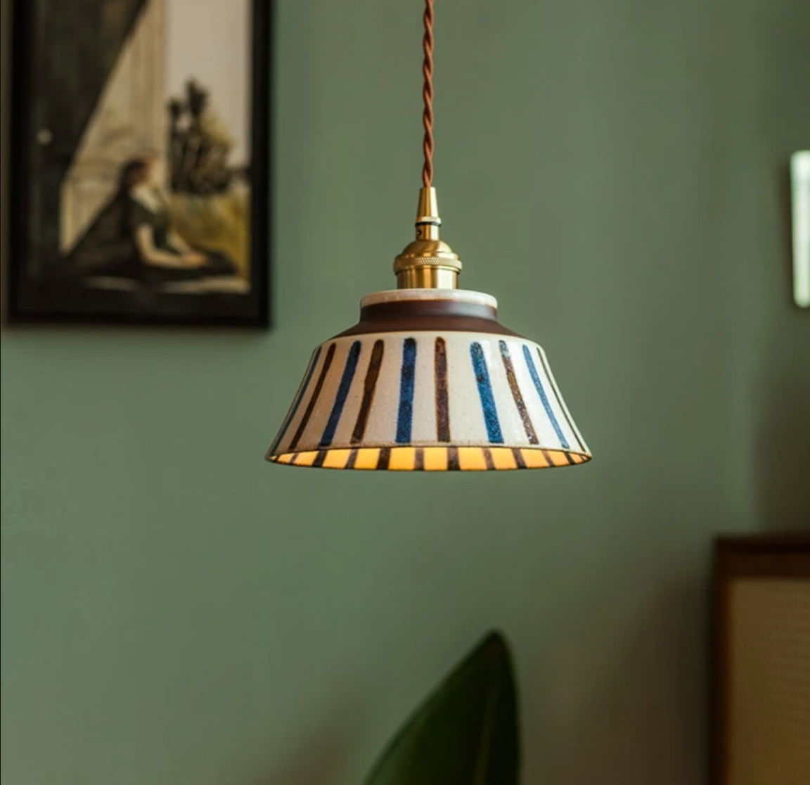 Ręcznie Malowana Ceramiczna Lampa Wisząca Dekoracyjna 11