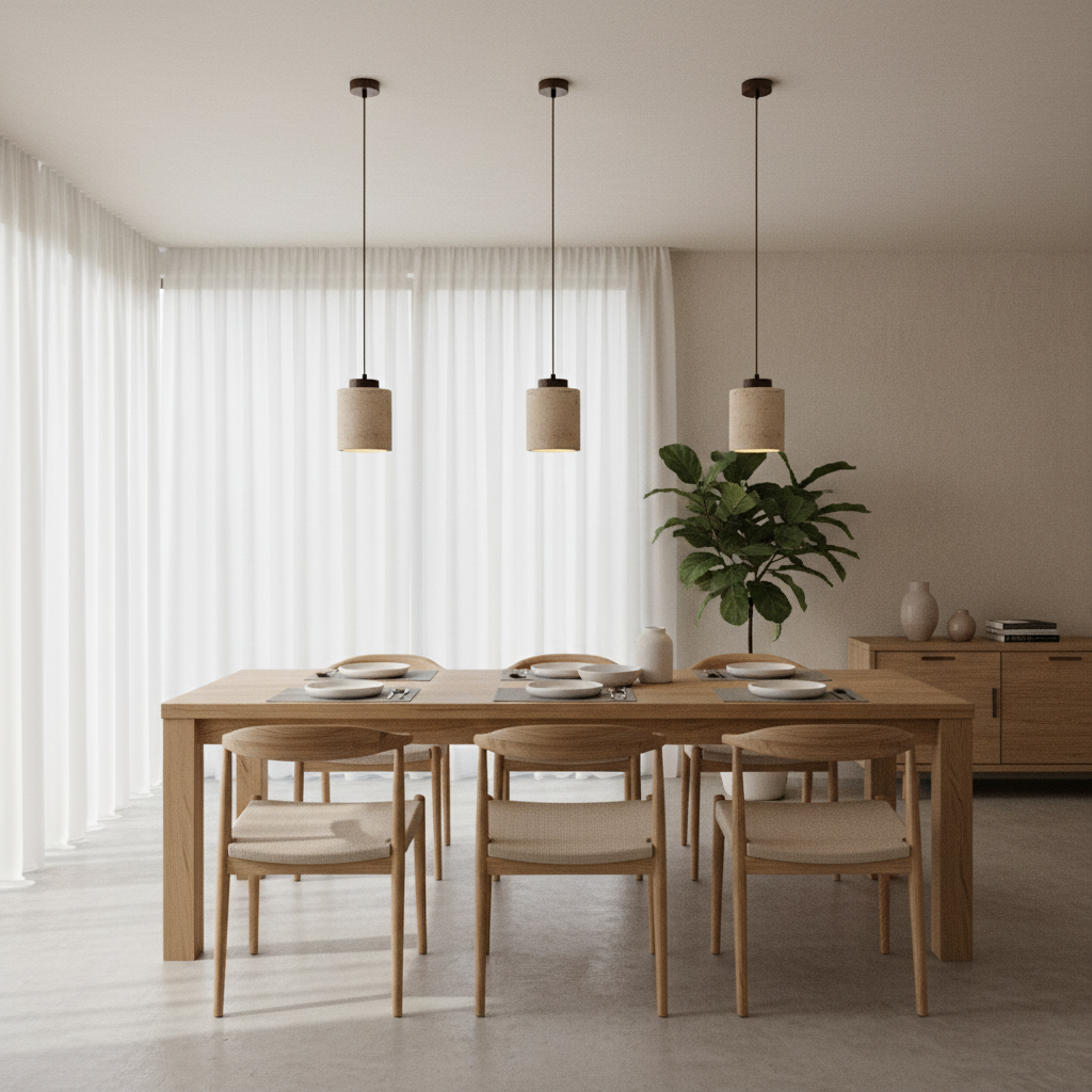 Minimalistyczna Lampa Wisząca z Travertynu Naturalnego 13