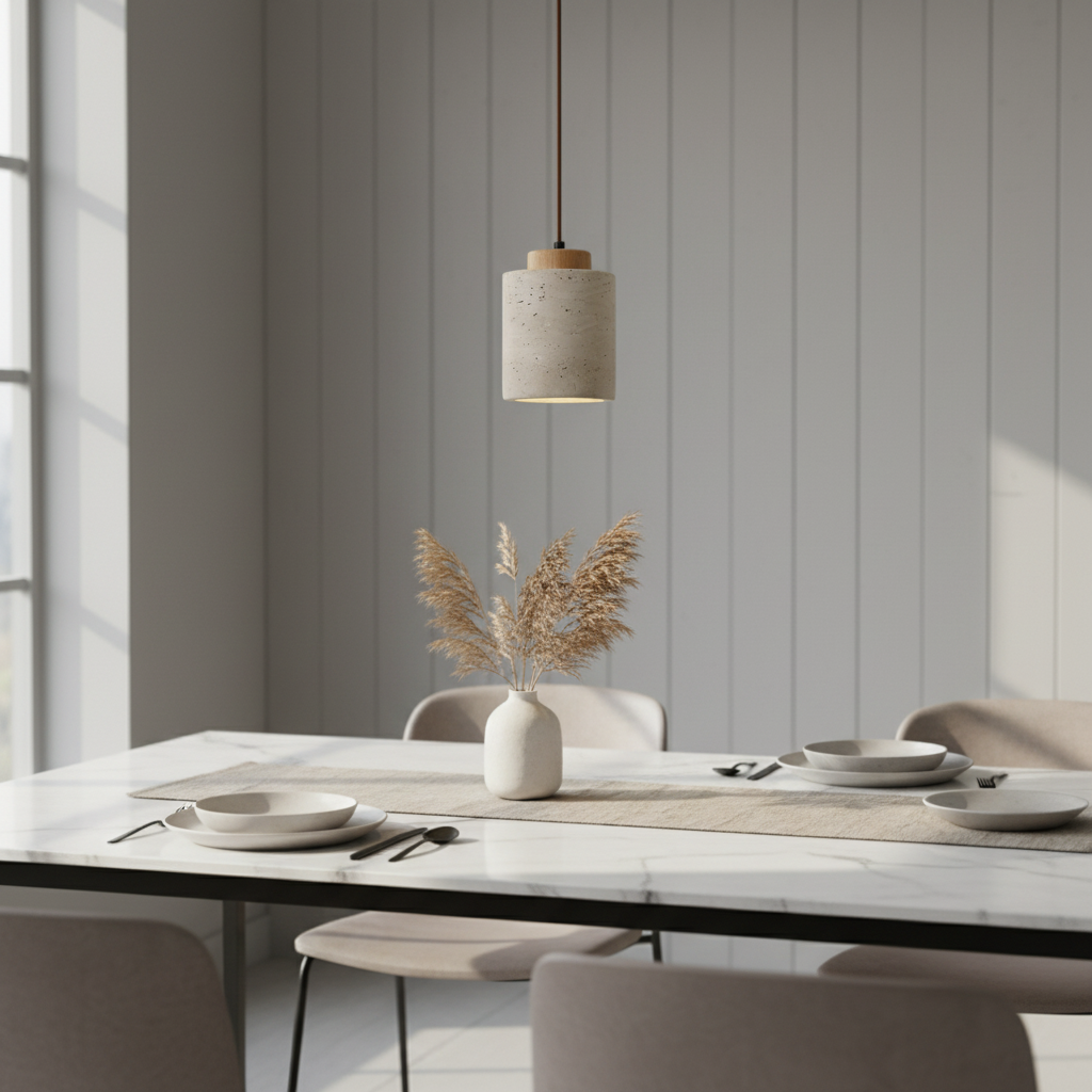 Minimalistyczna Lampa Wisząca z Travertynu Naturalnego 16