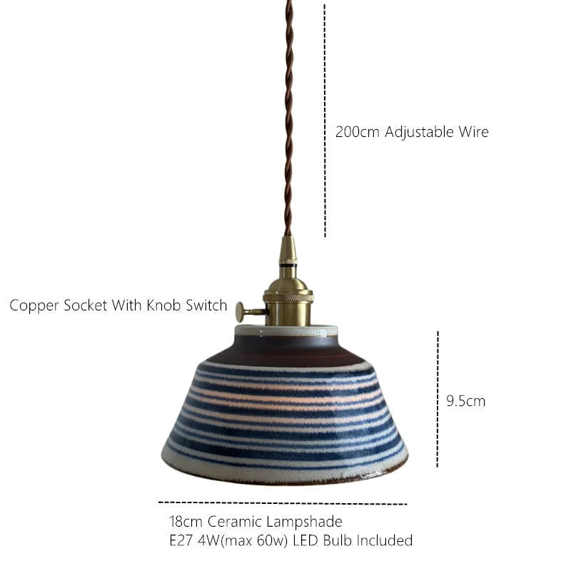 Ręcznie Malowana Ceramiczna Lampa Wisząca Dekoracyjna 17