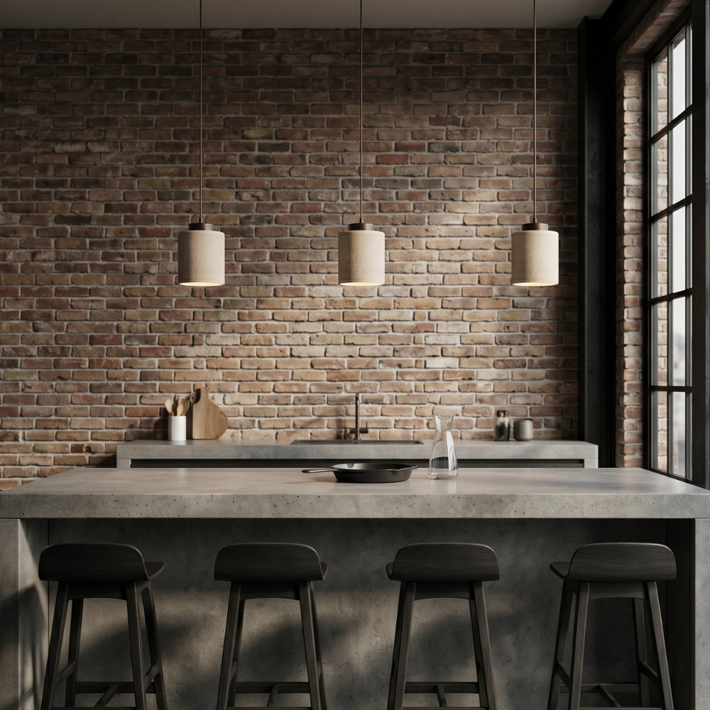 Minimalistyczna Lampa Wisząca z Travertynu Naturalnego 31