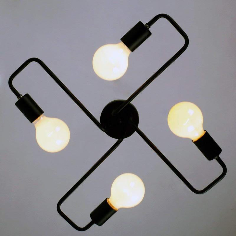 Lampa Sufitowa Metalowa Vintage 4/6/8 Żarówki Czarna 6