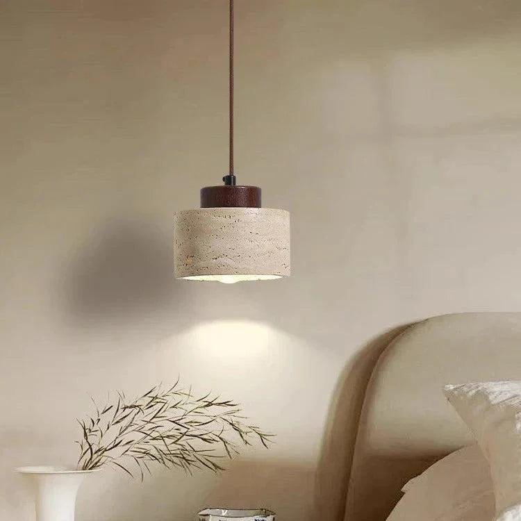 Minimalistyczna Lampa Wisząca z Travertynu Naturalnego 9