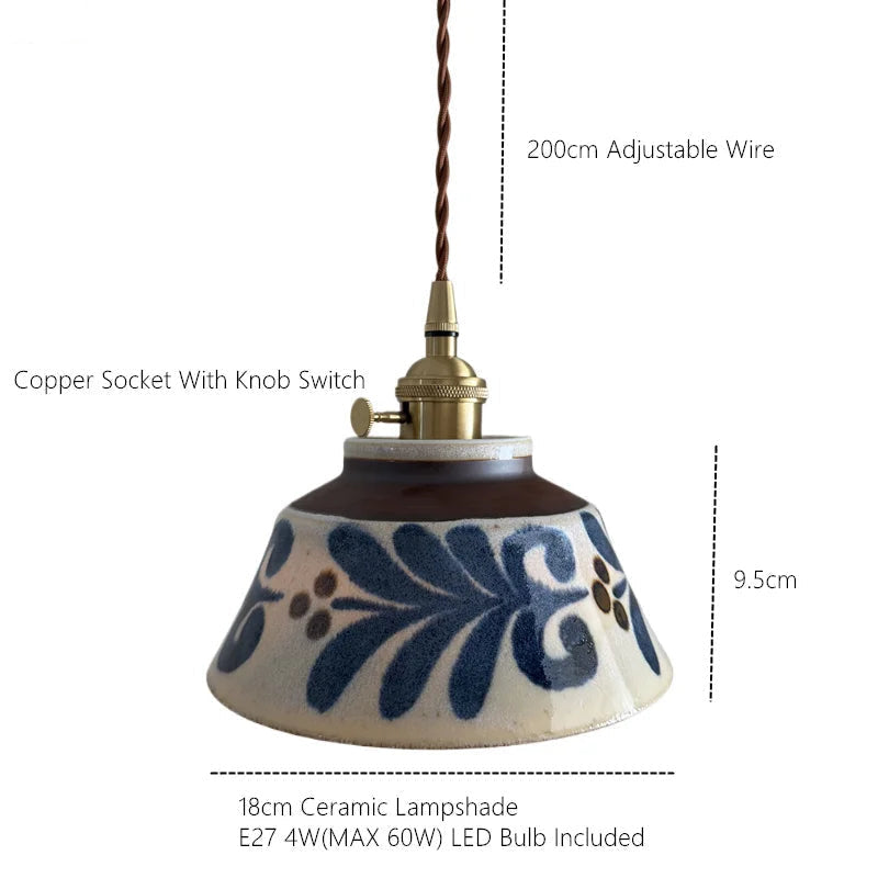 Ręcznie Malowana Ceramiczna Lampa Wisząca Dekoracyjna 9