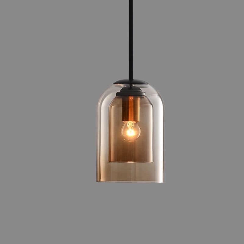 Glazen Bauhaus-hanglamp met gerookte kap