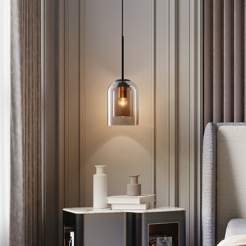 Glazen Bauhaus-hanglamp met gerookte kap