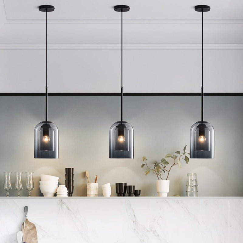 Glazen Bauhaus-hanglamp met gerookte kap