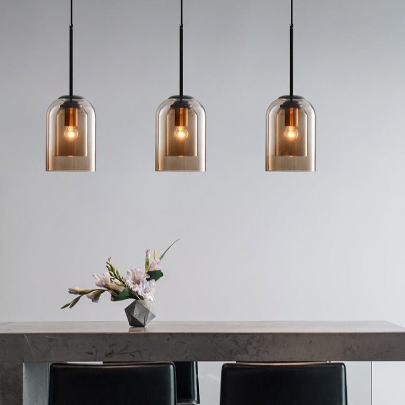 Glazen Bauhaus-hanglamp met gerookte kap