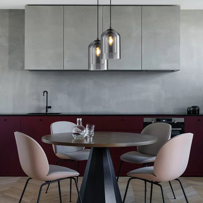 Glazen Bauhaus-hanglamp met gerookte kap