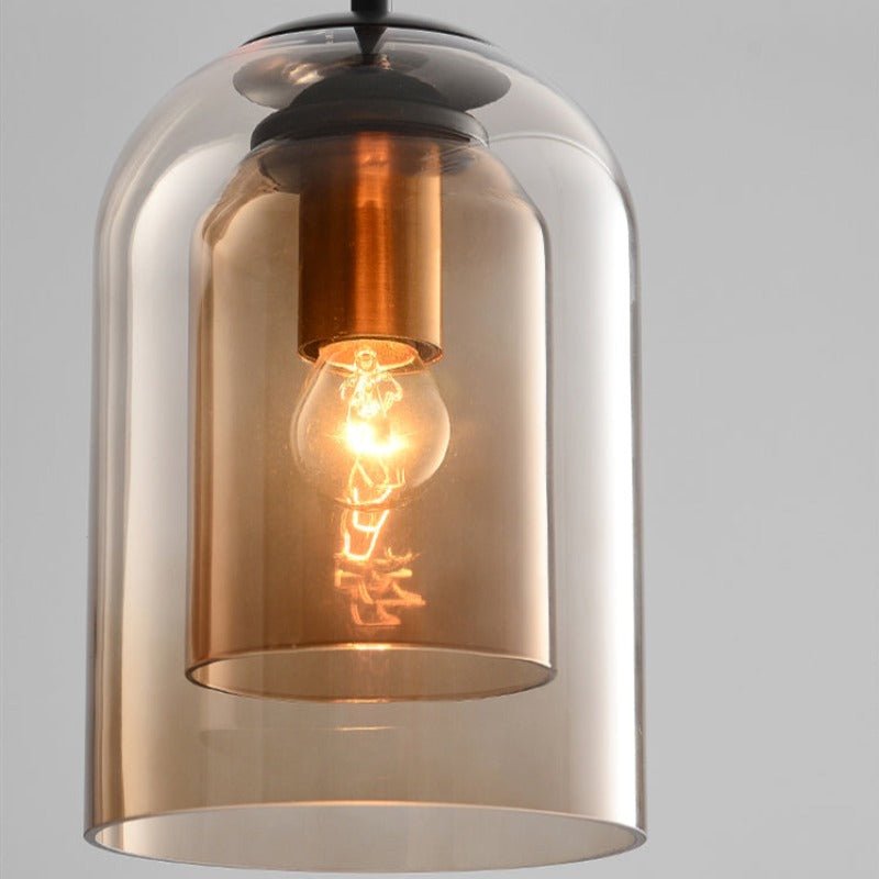 Glazen Bauhaus-hanglamp met gerookte kap
