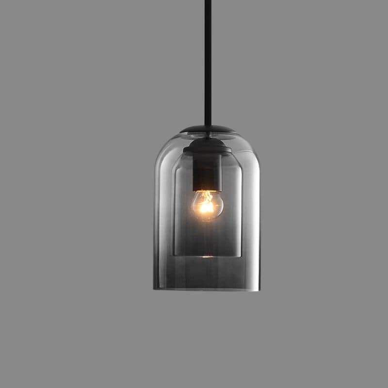 Glazen Bauhaus-hanglamp met gerookte kap
