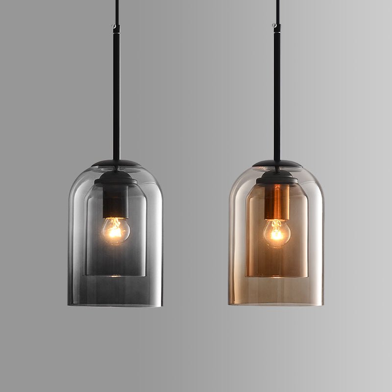 Glazen Bauhaus-hanglamp met gerookte kap
